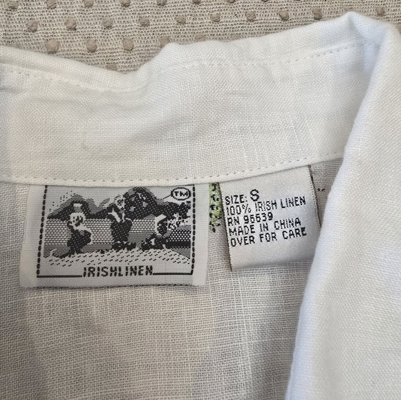 Women's RICHARD MALCOLM White 100% Irish Linen Shirt Size Small - Picture 2 of 12